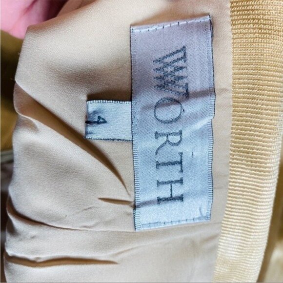 W by Worth Tan Viscose Zip Jacket Pencil Skirt Suit Set Size 4P Elegant Chic - Picture 12 of 14